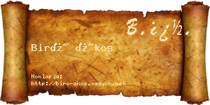 Biró Ákos névjegykártya